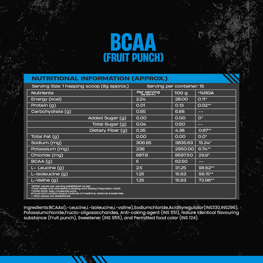 BeastLife BCAA Powder 2:1:1 Blend + Electrolytes