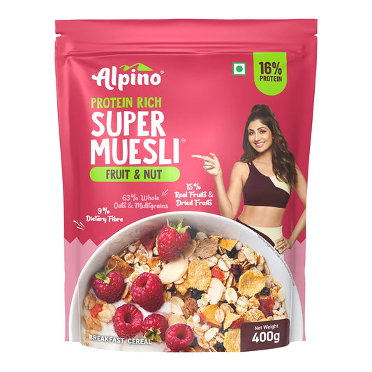 Alpino Super Muesli Fruit & Nuts | 18g Protein & Fiber Boost