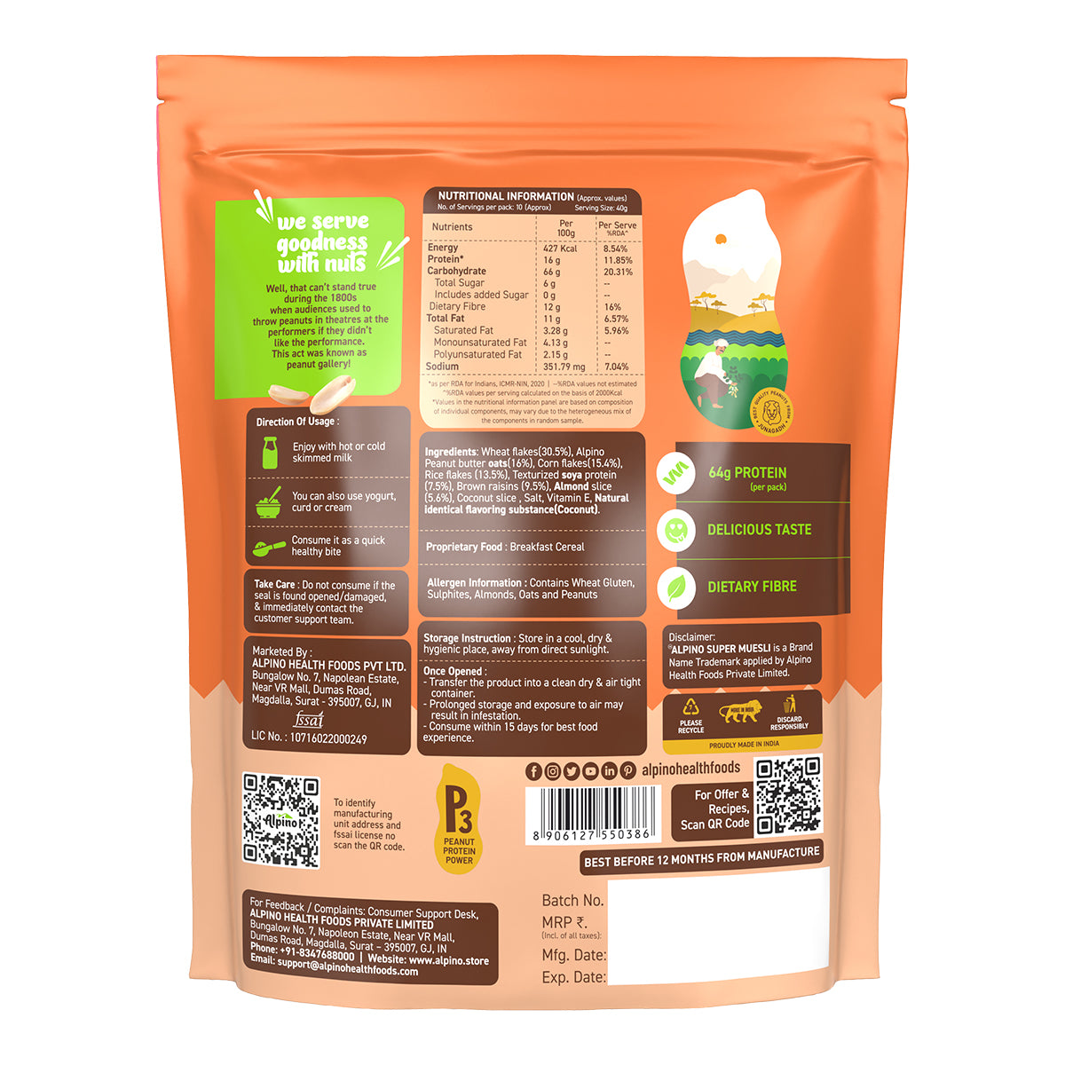 Alpino Super Muesli Nut Delight | Protein & Fiber Boost