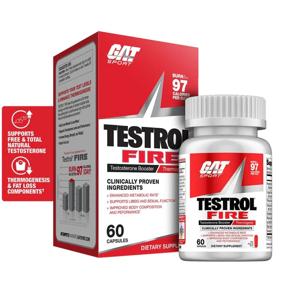 GAT Testrol Fire – Testosterone Booster & Fat Burner