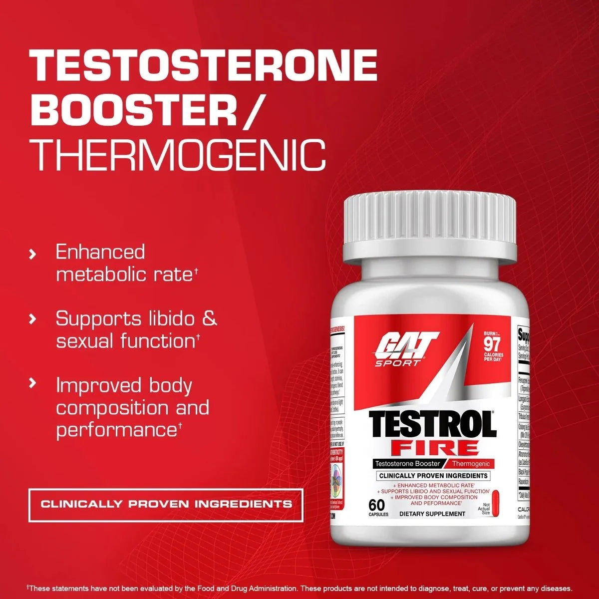 GAT Testrol Fire – Testosterone Booster & Fat Burner