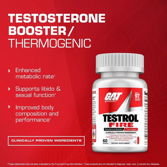 GAT Testrol Fire – Testosterone Booster & Fat Burner