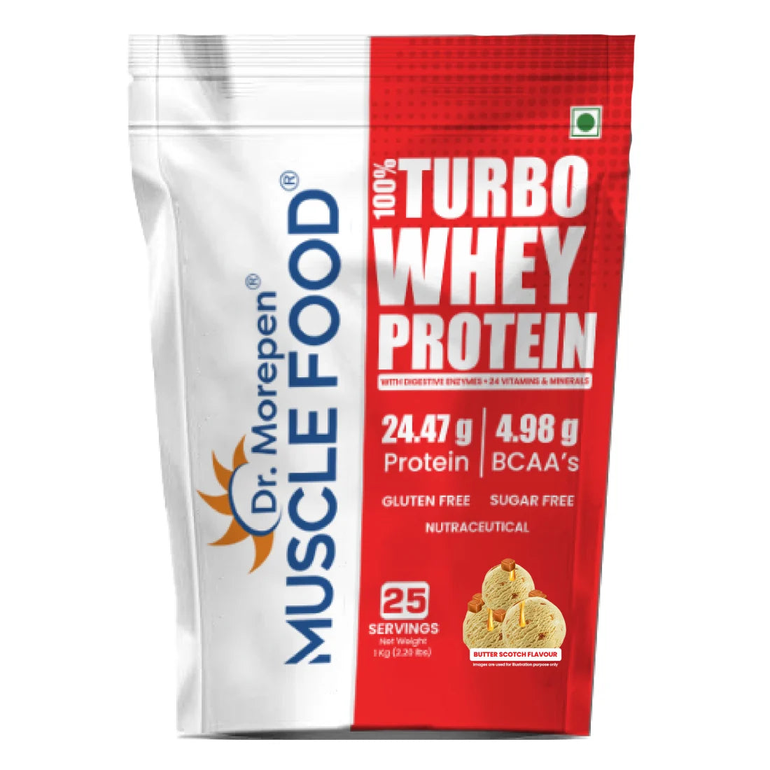 Dr. Morepen Turbo Whey Protein | 24g Protein & 5g BCAAs