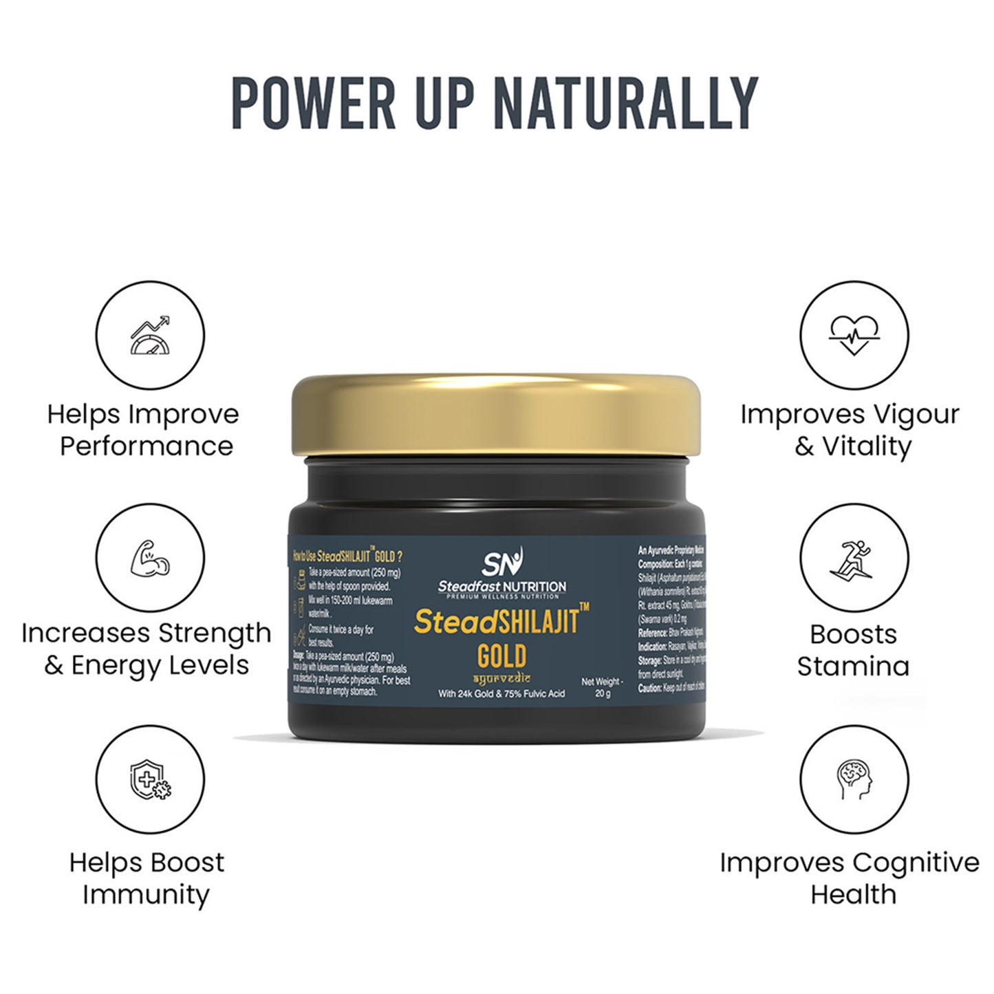 SteadSHILAJIT Gold | 24k Gold & 75% Fulvic Acid Formula