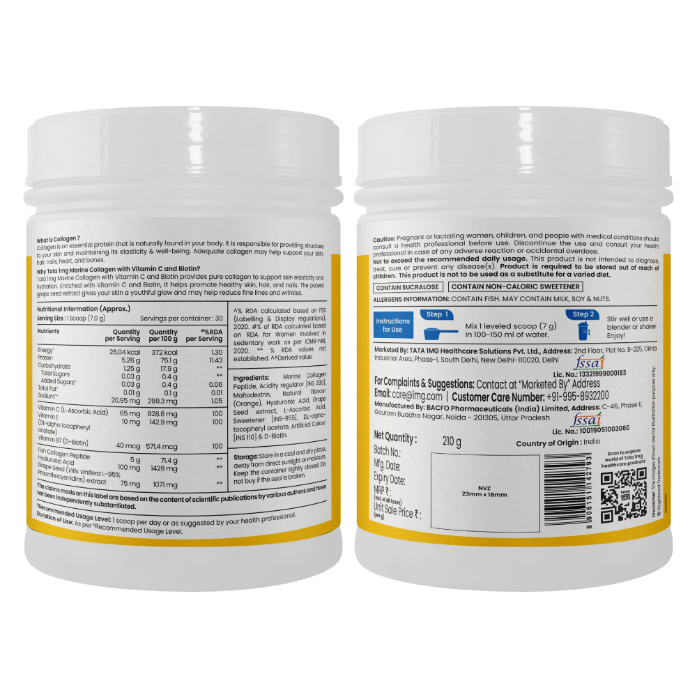 Tata 1mg Marine Collagen | Vitamin C & Biotin for Glow