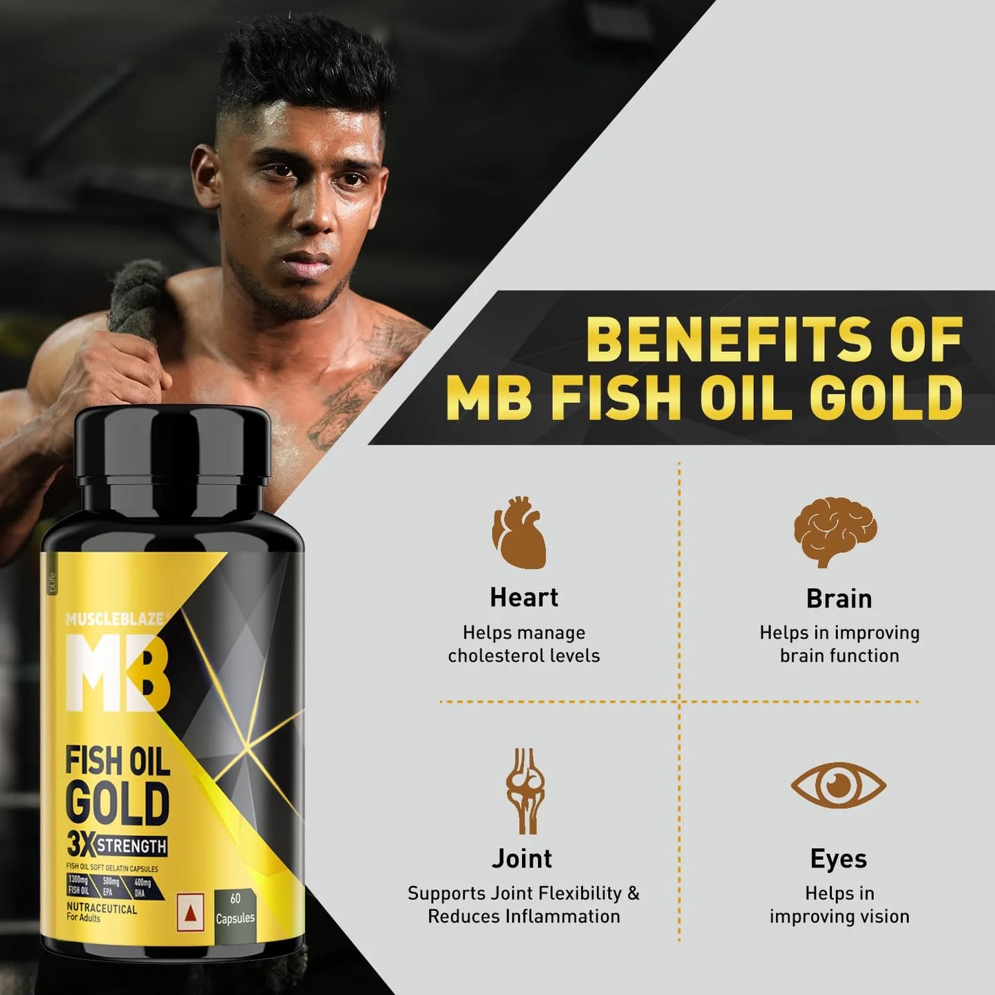MuscleBlaze Omega 3 Fish Oil Gold 1250mg Triple Strength