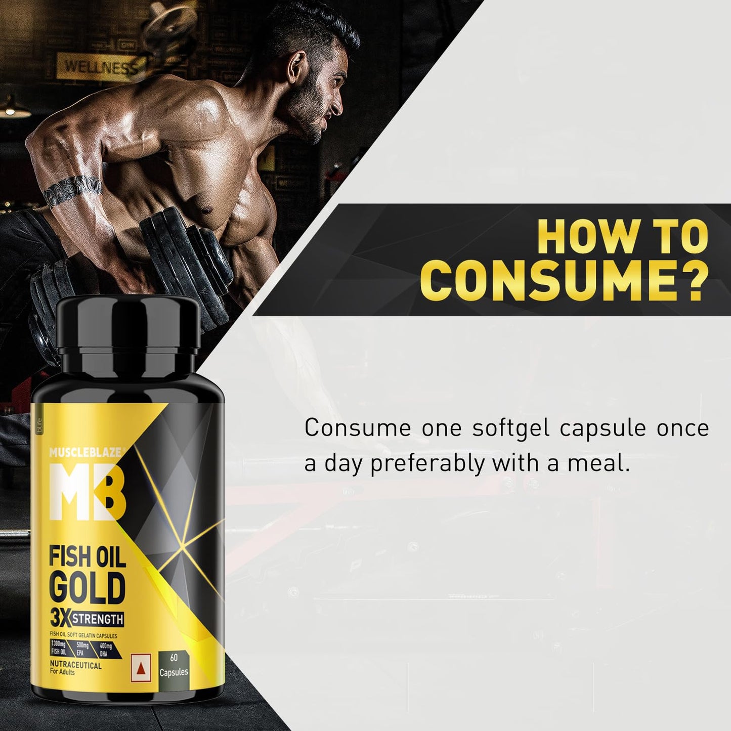 MuscleBlaze Omega 3 Fish Oil Gold 1250mg Triple Strength