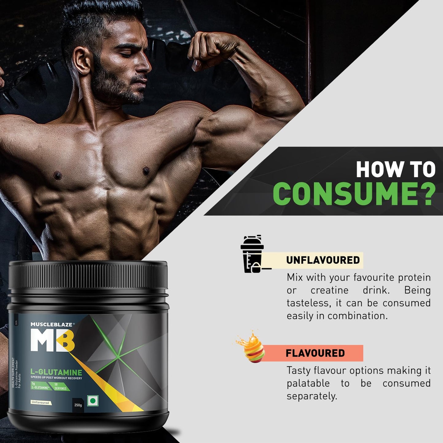 MuscleBlaze L-Glutamine – Boost Recovery & Immunity