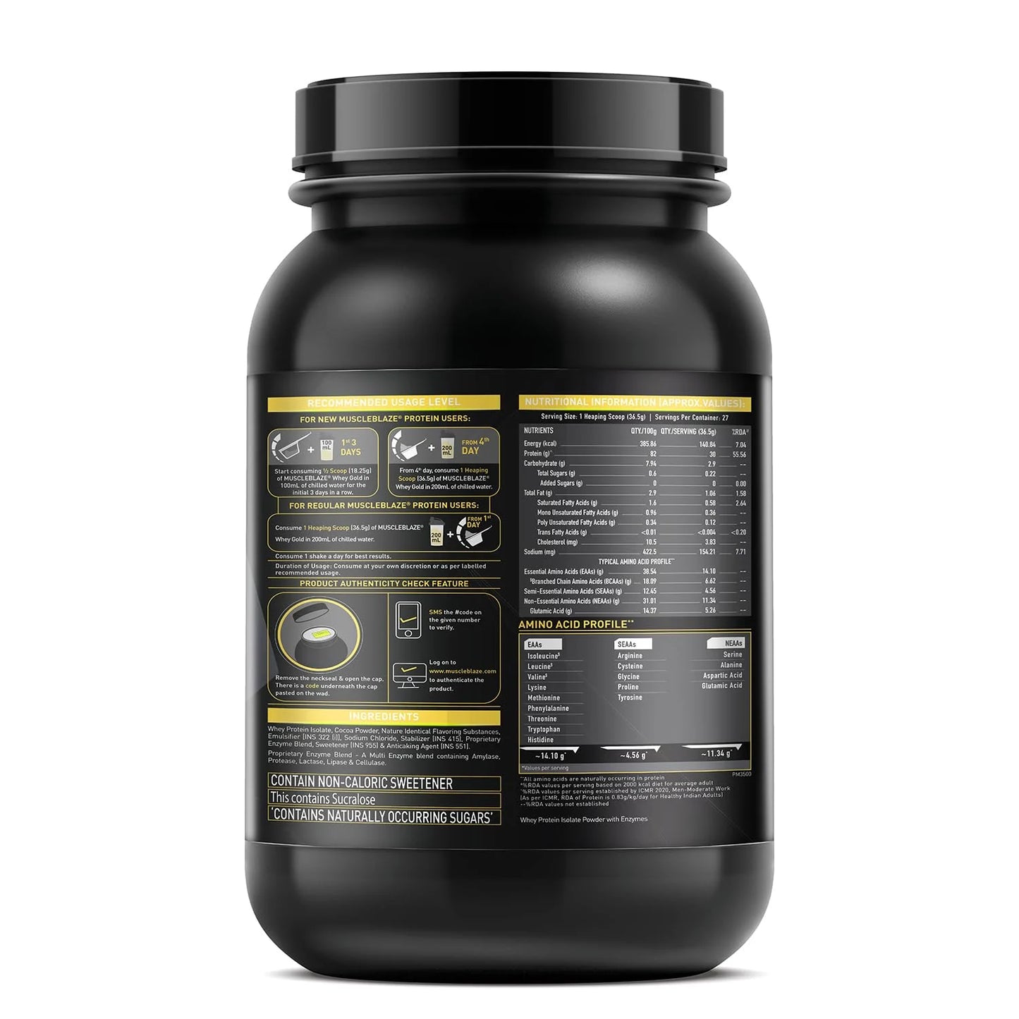 MuscleBlaze Whey Gold - 25g Pure Whey Protein Isolate