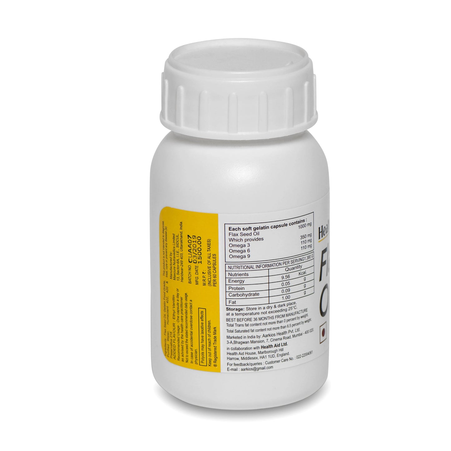 HealthAid Flaxseed Oil 1000mg - Omega 3, 6 & 9 Support