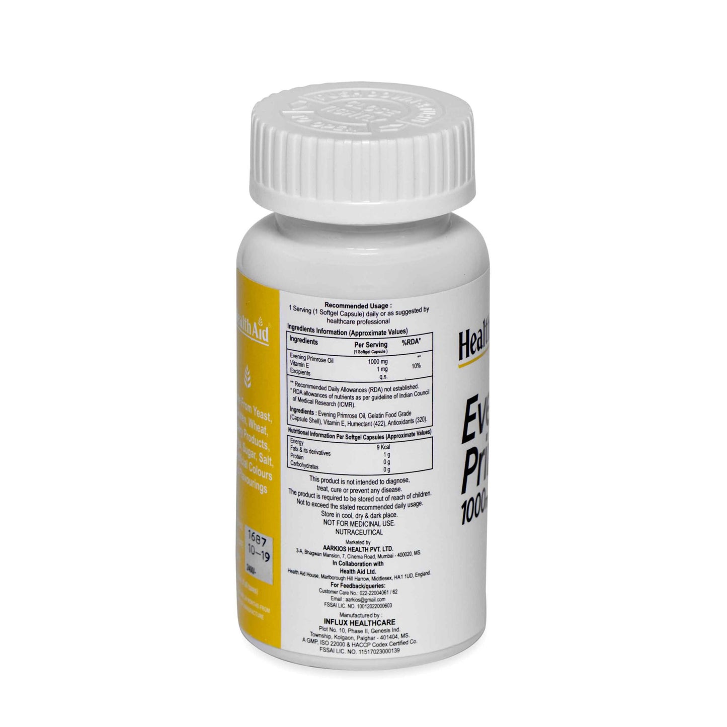 HealthAid Evening Primrose Oil 1000mg with Vitamin E - Hormone & Skin Support