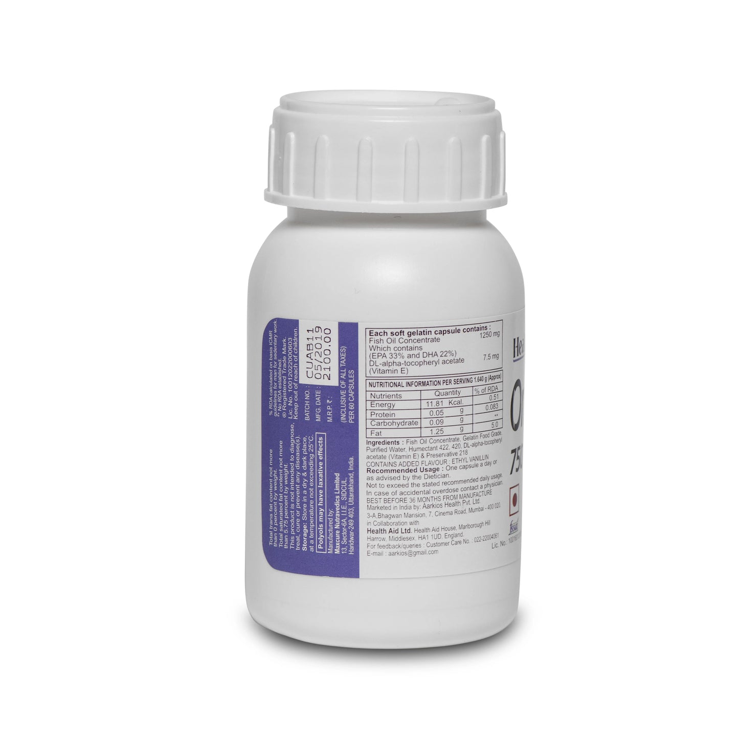 HealthAid Omega 3 750mg - EPA & DHA for Heart & Brain