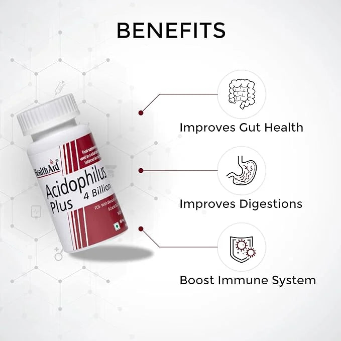 HealthAid Acidophilus Plus 4 Billion Probiotic Capsules
