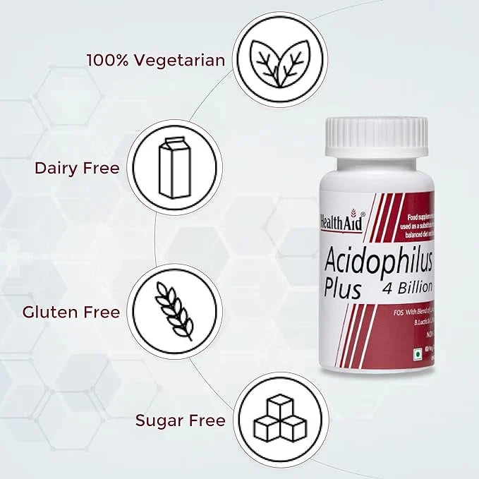 HealthAid Acidophilus Plus 4 Billion Probiotic Capsules