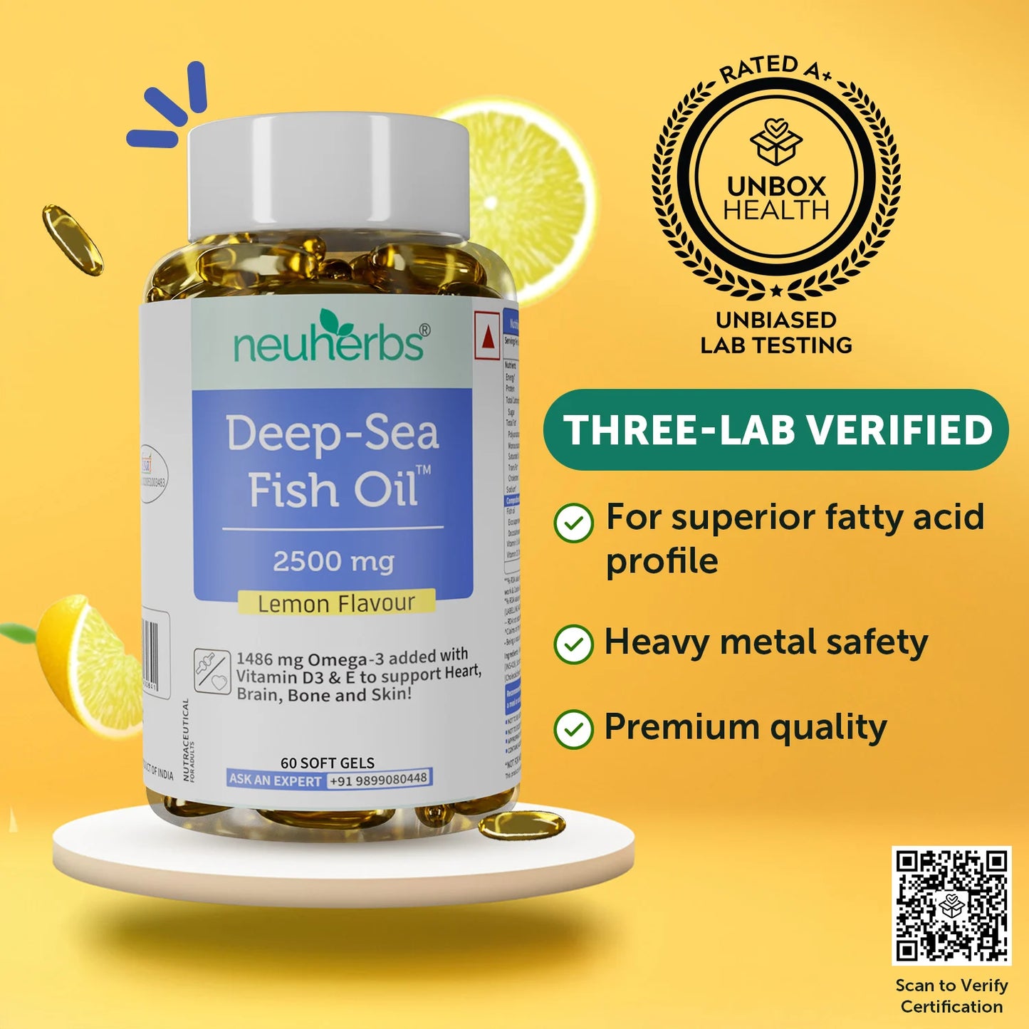 Neuherbs Deep Sea Omega 3 Fish Oil 2500mg Triple Strength