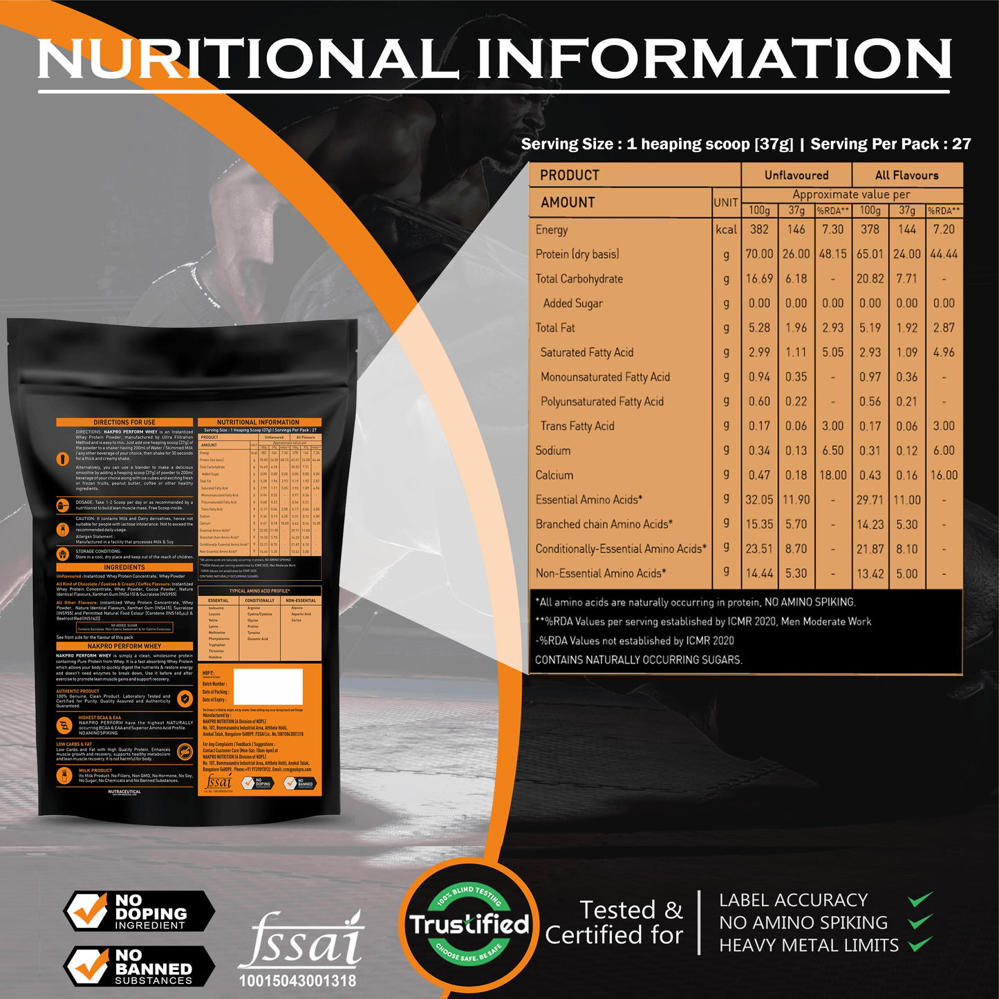 Nakpro Perform Whey Protein - 24g Protein, High BCAA