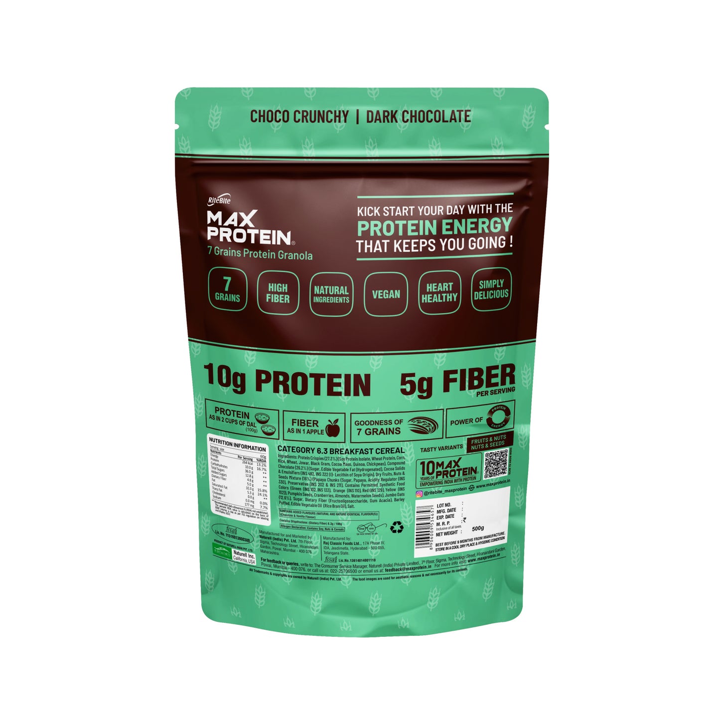 RiteBite Max Protein Granola Choco Crunchy | High Protein Snack