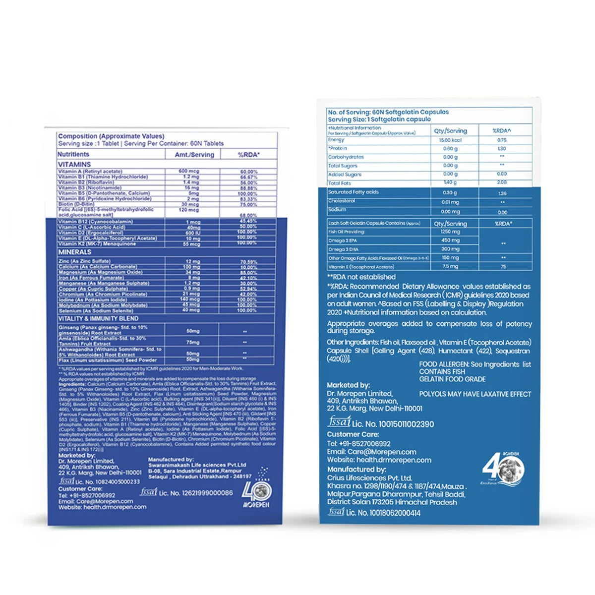 Dr. Morepen Men’s Multivitamin + Omega 3 Fish Oil Combo
