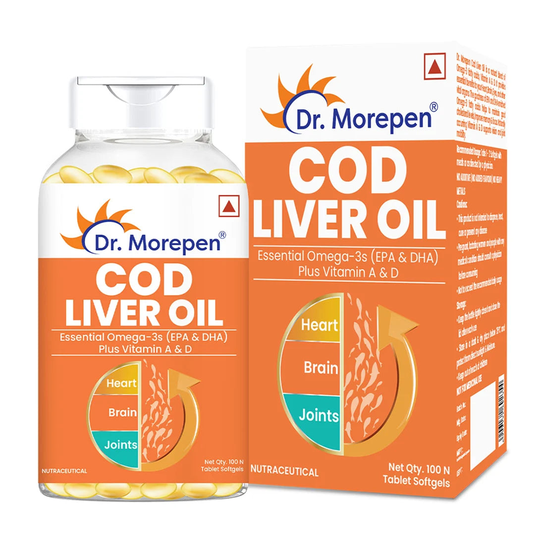 Dr. Morepen Cod Liver Oil Capsules - Omega 3, Vitamins A & D