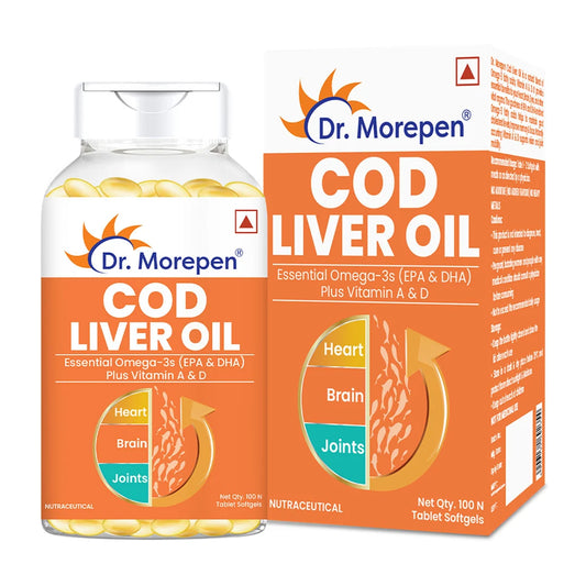 Dr. Morepen Cod Liver Oil Capsules - Omega 3, Vitamins A & D
