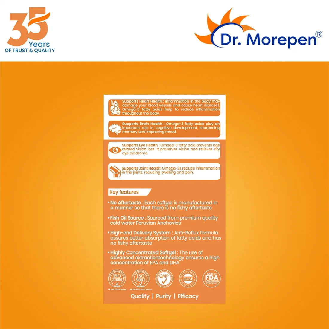 Dr. Morepen Cod Liver Oil Capsules - Omega 3, Vitamins A & D
