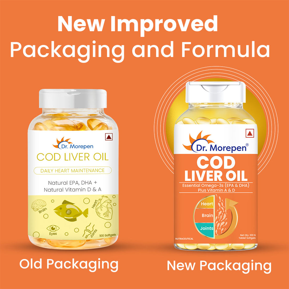 Dr. Morepen Cod Liver Oil Capsules - Omega 3, Vitamins A & D