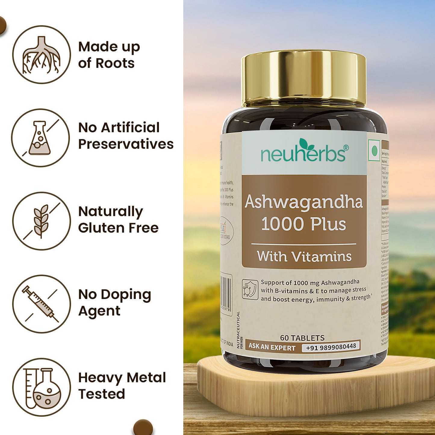 Neuherbs Ashwagandha 1000 Plus for Anxiety & Stress