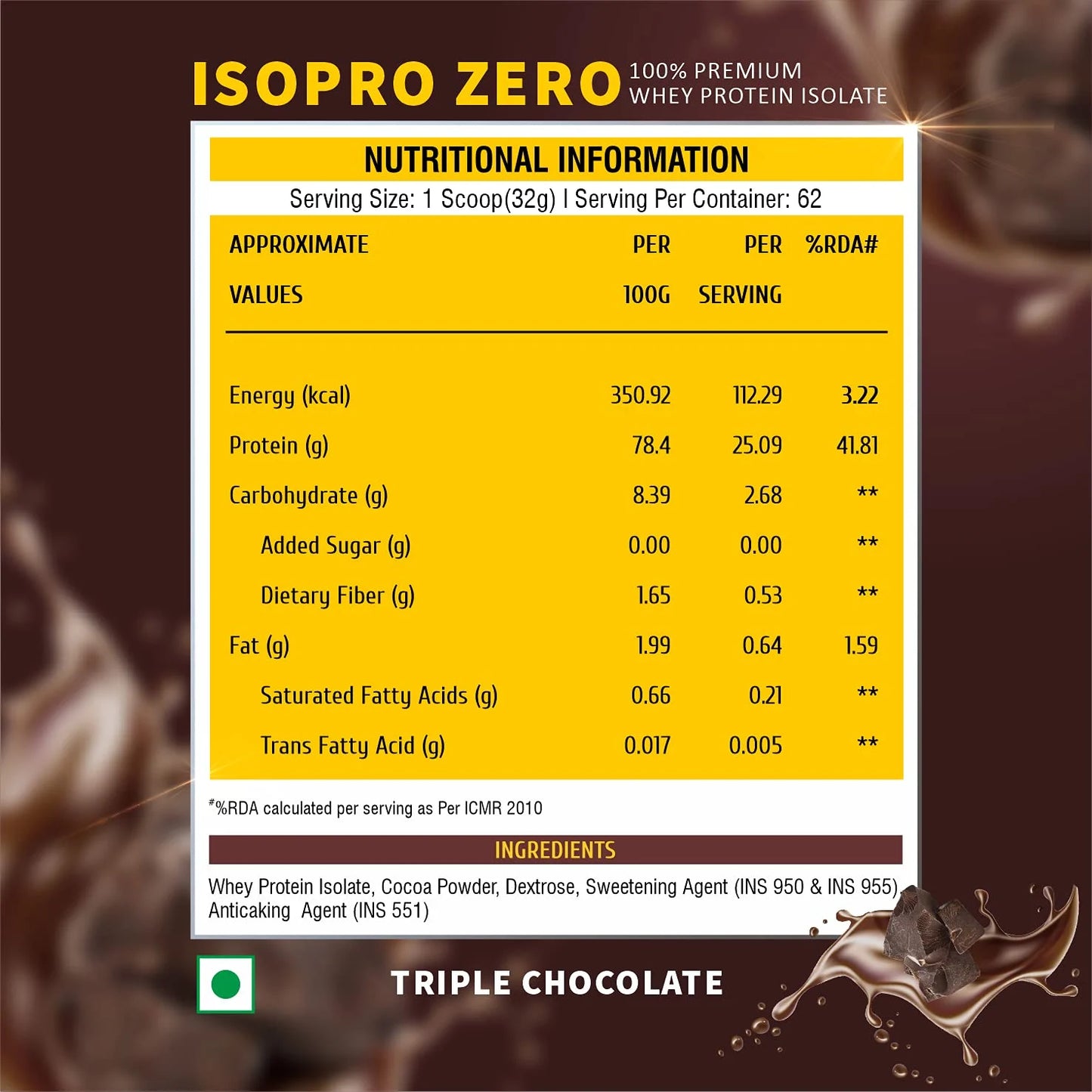 Healthfarm Isopro Zero | 100% Whey Isolate, 25g Protein