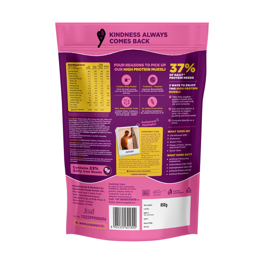 YogaBar 21g Protein Muesli+ Choco Almond & Cranberry