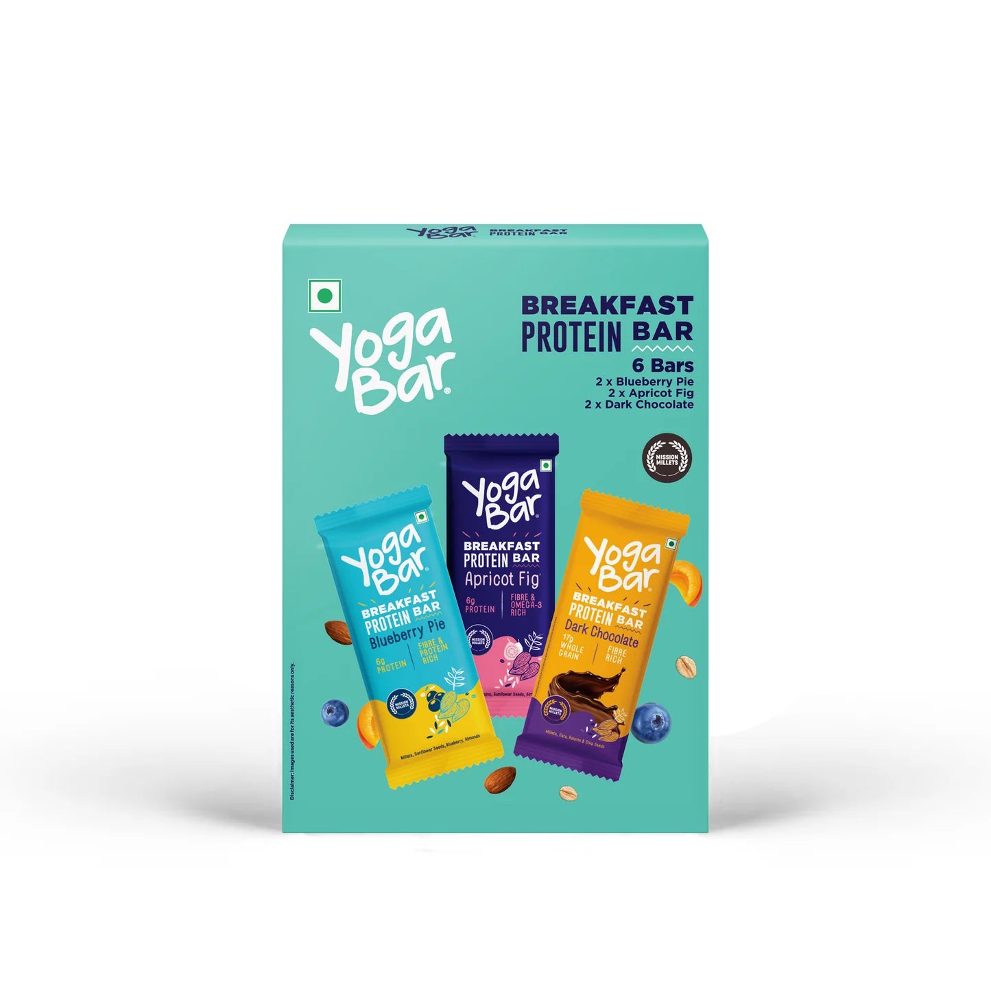 YogaBar Variety Pack Breakfast Bar Box (Pack of 6) 270g