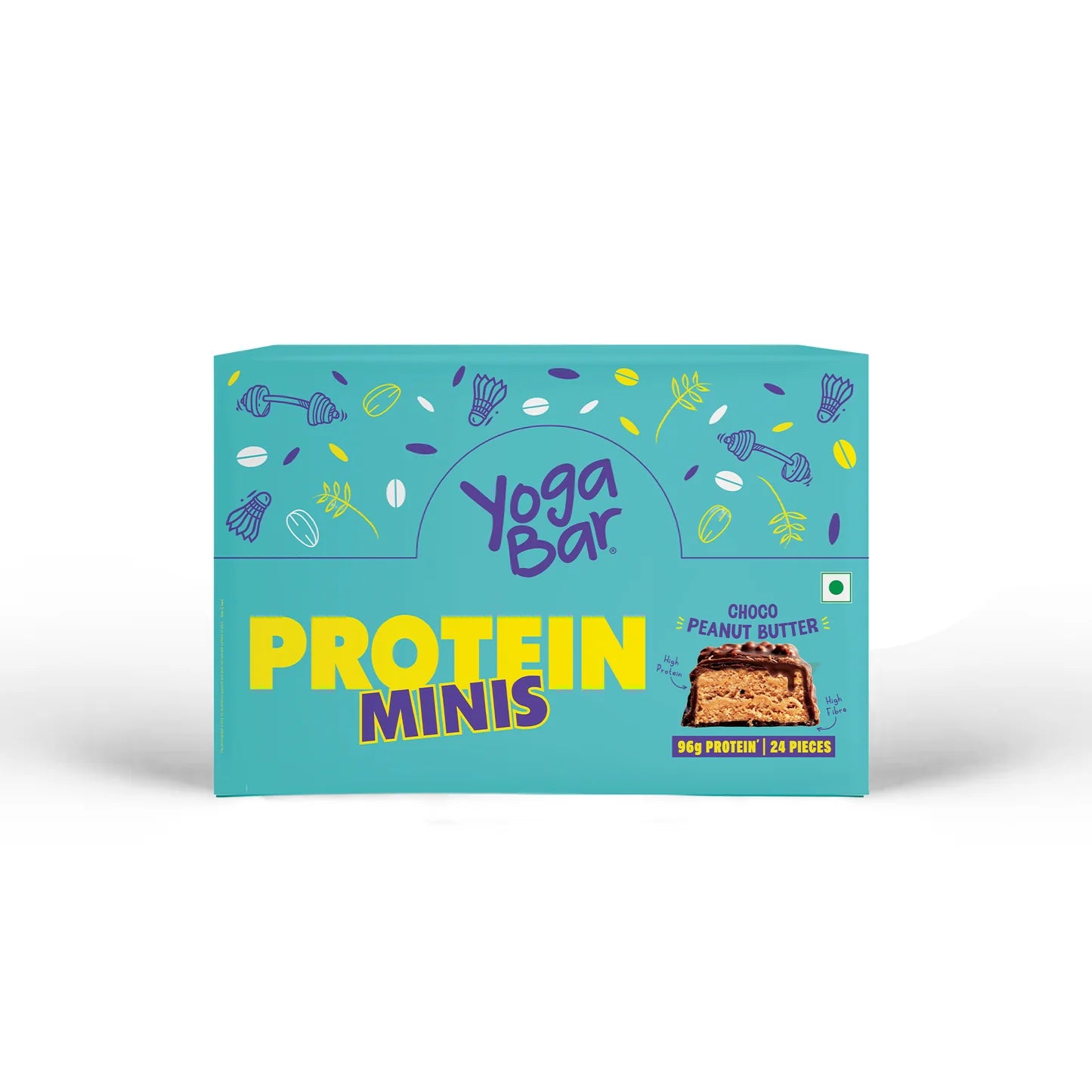 YogaBar Protein Minis, 4g Choco Peanut Butter Protein Bar - Pack of 24 480g